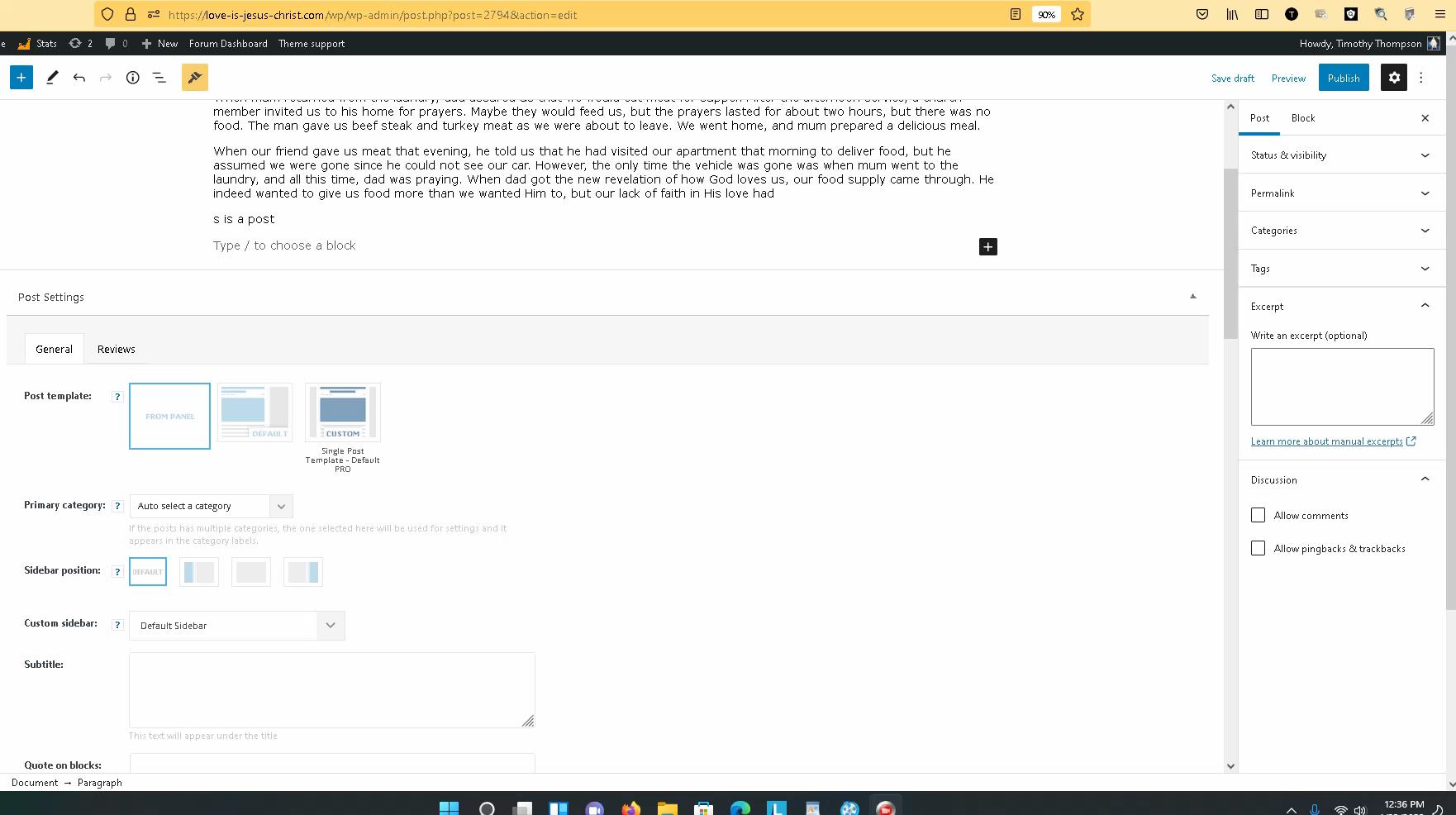 New Post Side Bar